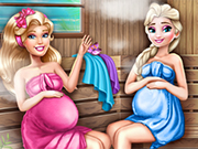 Play Barbie And Elsa Pregnant Sauna