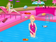 Play Barbie Pool Party Cleaning
