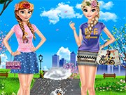Play Elsa And Anna Spring Dress Up