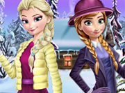 Play Elsa And Anna Winter Dress Up