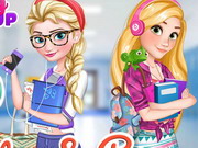 Play Elsa And Rapunzel College Girls
