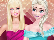 Play Super models Elsa and Barbie