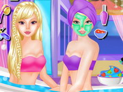 Play Twin Barbie At Spa Salon
